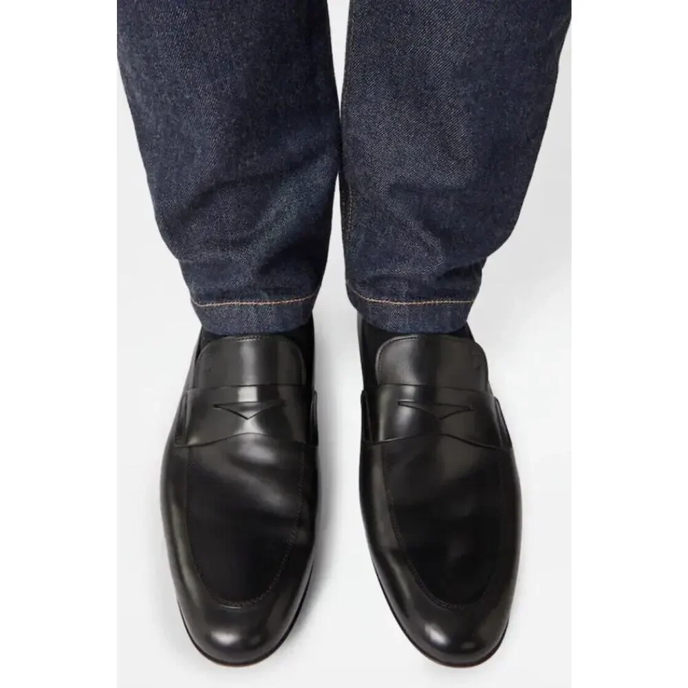 Tod's Black Leather Penny Loafer Driving Shoes •Mens US 7.5• Tods Italy $795 EXC